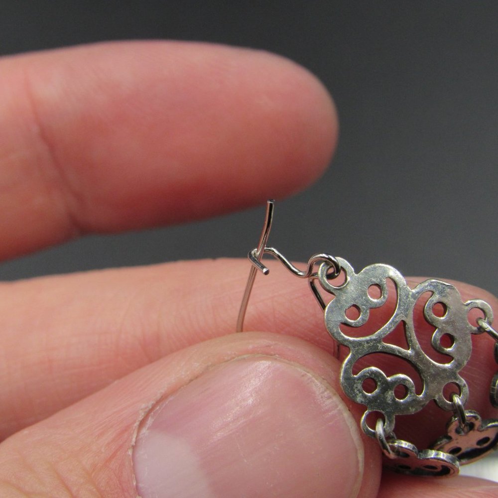 Sterling Silver Rustic Odd Heart Dangle Earrings - image 3